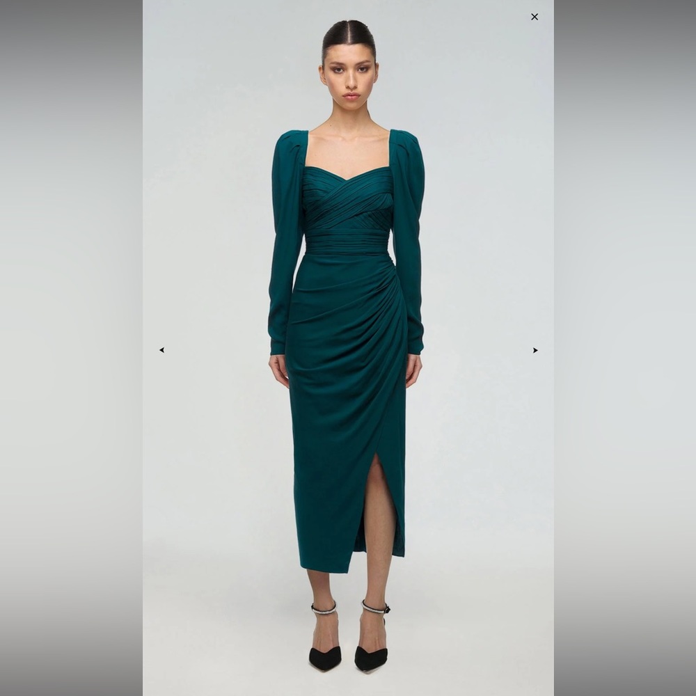 Self-Portrait DEEP TEAL IRIS MIDI DRESS